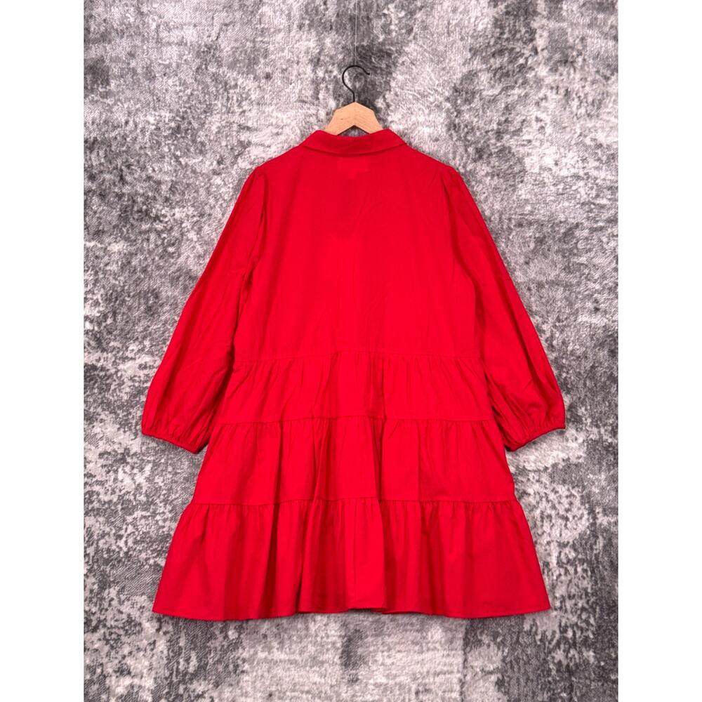 New Tuckernuck Dress XL Womens Pomander Place Mabel Mini Tiered Red Cotton - Picture 3 of 8